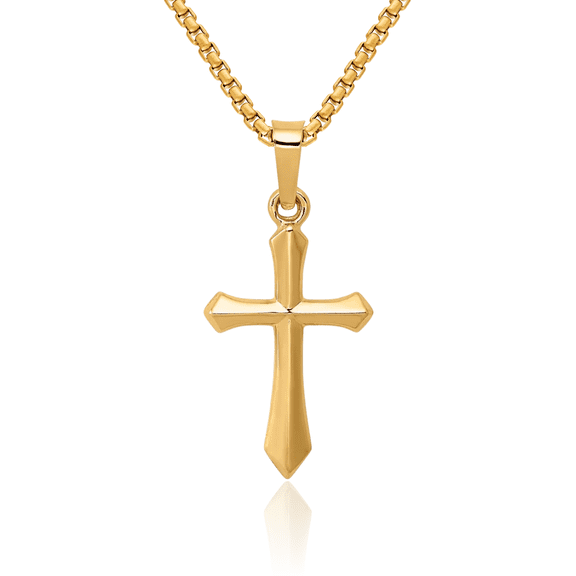 14K Solid Yellow Gold Holy Cross Necklace Religious Chain Pendant Jesus Christ Charm