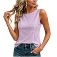 thumbnail image 2 of VBVC Women's Cotton Linen Crew Neck Tank Tops , Ladies' Loose Fit Casual Summer Basic Blouses , Soft Lightweight Sleeveless Tees For Women,Purple,S-2XL, 2 of 9