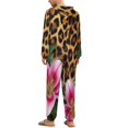 thumbnail image 6 of Lilies Against Leopard Print Unisex Adult Onesie Pajamas with Pockets for Women Men Hooded Loungewear, 6 of 8