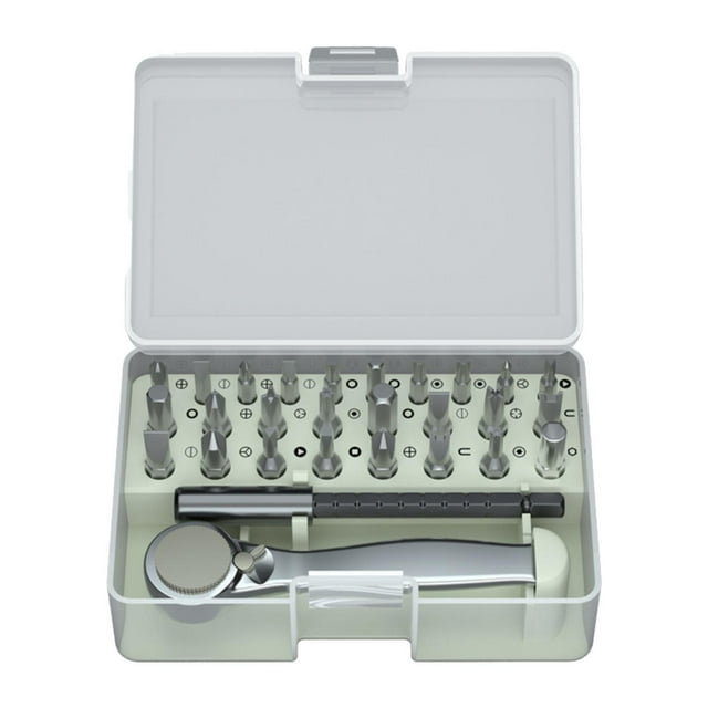 Juego de destornilladores de trinquete de ángulo recto, juego de llaves de trinquete, puntas de destornillador con estuche, herramienta para reparació