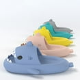 thumbnail image 2 of Lindas pantuflas y toboganes con temática de tiburón: diseño de tiburón de nube de dibujos animados unisex con suela antideslizante para niños, 2 of 3