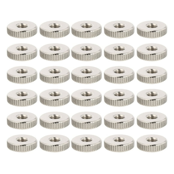 IFANLANDOR 30Pcs Locking Round Knurled Thumb Nuts Fastening Silver Carbon Steel for Glass Folding Dining Table