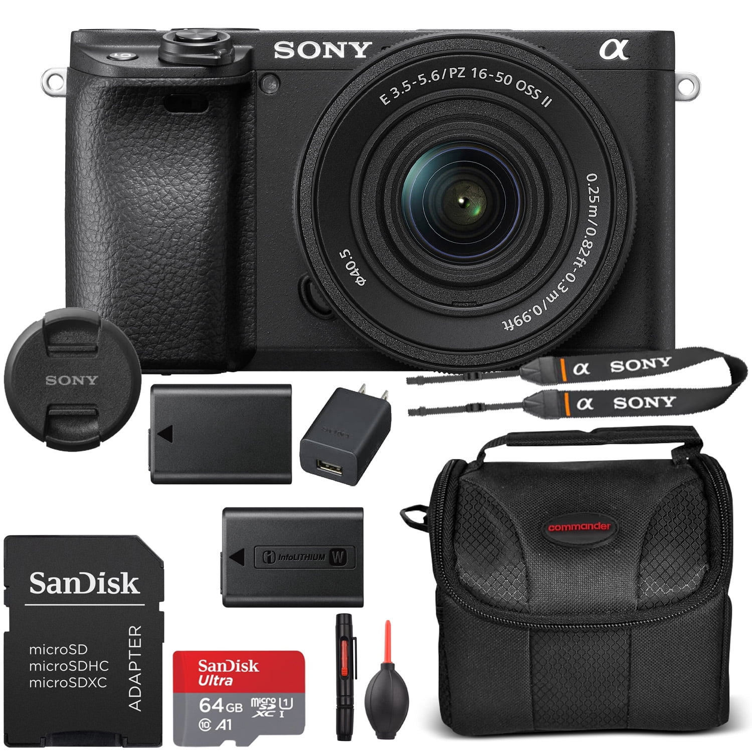 Sony Alpha a6400 Compact Mirrorless Camera with 16-50mm Lens, 2 