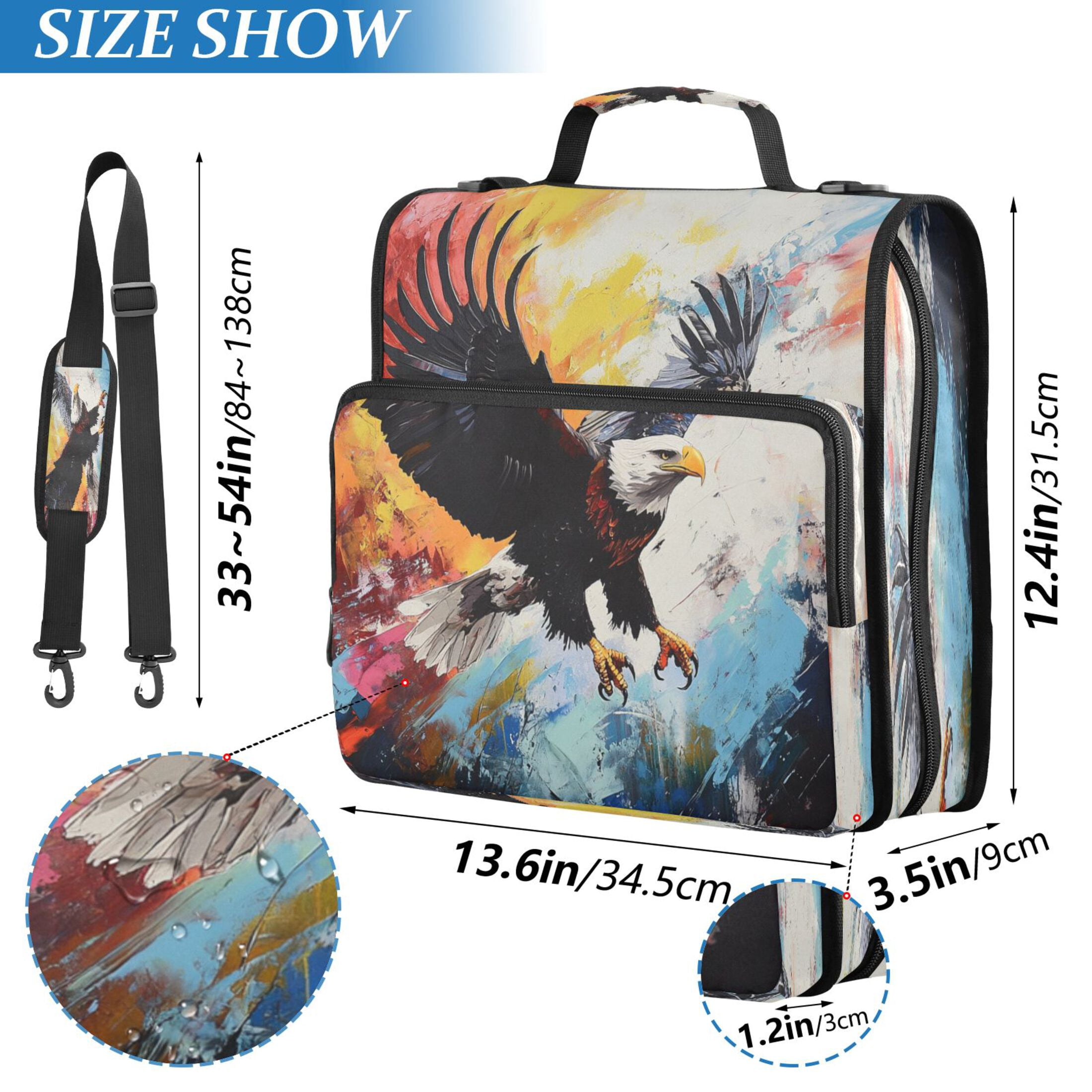 YAZAOO Zipper Binder trapper keeper Documents Organized Design Eagles in Flight Printed