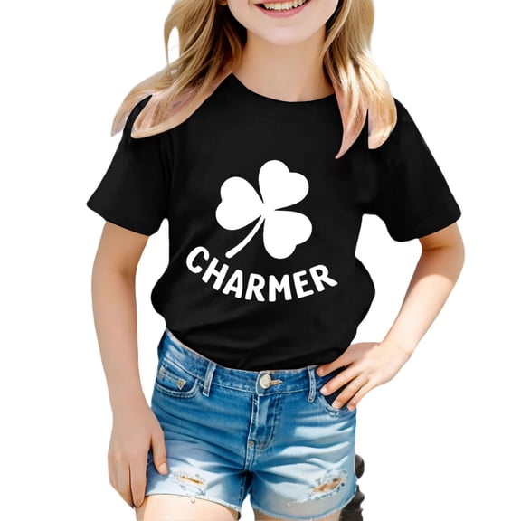WERYOUNG Boy's T-Shirts St Patrick's Day Short Sleeve Crewneck Letter Print Casual Kids T Shirt Everyday Wear Loose Fit Tee Shirts Holiday Celebration Soft Breathable Toddler Tops