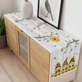 thumbnail image 4 of Yellow Bees Gnomes Table Runner - 108 Inch Long, Kitchen Dining Table Runner Dresser Scarves, Spring Floral Branches Wooden Farmhouse Decor for Coffee Tables Wedding Party Banquet, 4 of 8