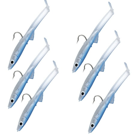 6 Pcs/Lot Soft Glow Eel Lures DIYOO Artificial Eel Fishing Baits Sea Bass Pike Grouper Head Tackle blue