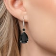 thumbnail image 3 of Gem Stone King 925 Silver and 10K Yellow Gold Black Onyx and White Lab Grown Diamond Earrings for Women | 20.48 Cttw | Gemstone December Birthstone | Pear Shape 18X13MM, 3 of 6