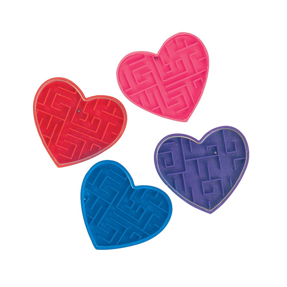 Plastic Valentine Maze Puzzles (6Dz) Toys 72 Pieces