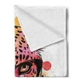 thumbnail image 2 of Animal Soft Flannel Fleece Throw Blanket, Watercolor Style Portrait of Leopard Glasses Splashing Paint Artwork, Cozy Plush for Indoor and Outdoor Use, 70" x 90", Orange Brown Pink, by Ambesonne, 2 of 5