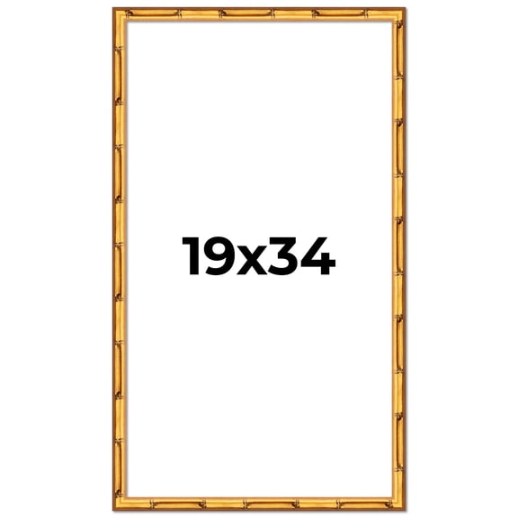 19x34 Frame Gold Bamboo Picture Frame - Complete Modern Photo Frame Includes UV Acrylic Shatter