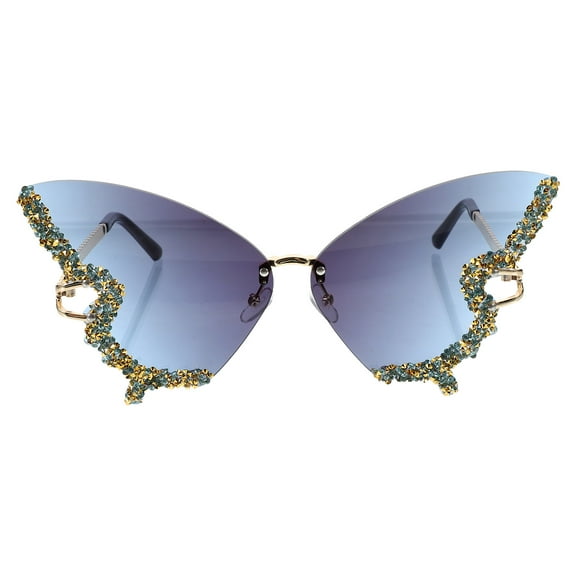 Raindrops Sparkly Butterfly Sunglass Blue for Women Festival 1Pack