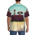 thumbnail image 3 of Honeii Elehpant And A Giraffe Looking At The Sea for Men's Short-Sleeved Button-Up Collared Shirt Featuring A Pocket, Perfect for Beach Vacations, And Travel Adventures.-3X-Large, 3 of 5
