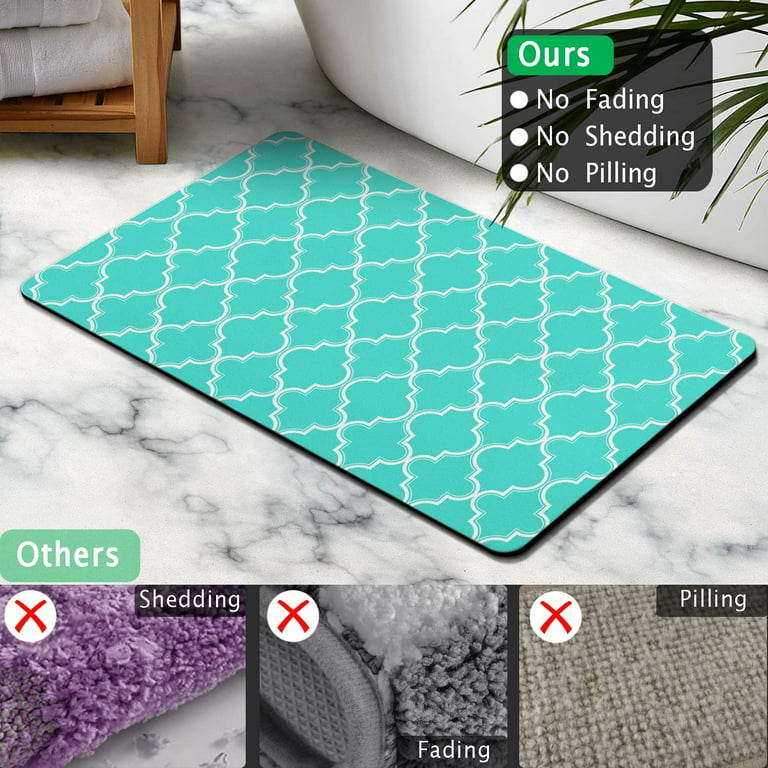 Modern Turquoise Bathroom Rug 20x32 Non Slip Quick Dry Super Water  Absorbent Green Bath Mat Washable Luxury Thin Bathroom Rugs Fit Under Door  