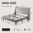 thumbnail image 3 of Virans King Bed Frame with 16" Deluxe Wingback & Charging Station, Upholstered Platform Bed with Button Tufted Storage Headboard,Light Gray, 3 of 8