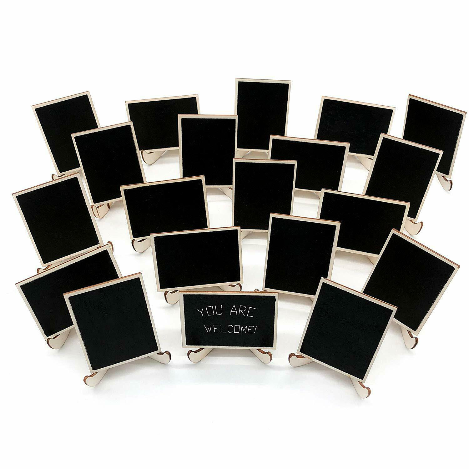 20 Pack Wood Mini Chalkboards Signs With Support Easels Place Cards Small Rect 