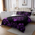 thumbnail image 2 of Manfei Victorian Damask Coverlet Set King, Vintage Baroque Floral Bedding Set, Black Purple Bedroom Set, Breathable Bedroom Decor, 3 Pieces, 2 of 6