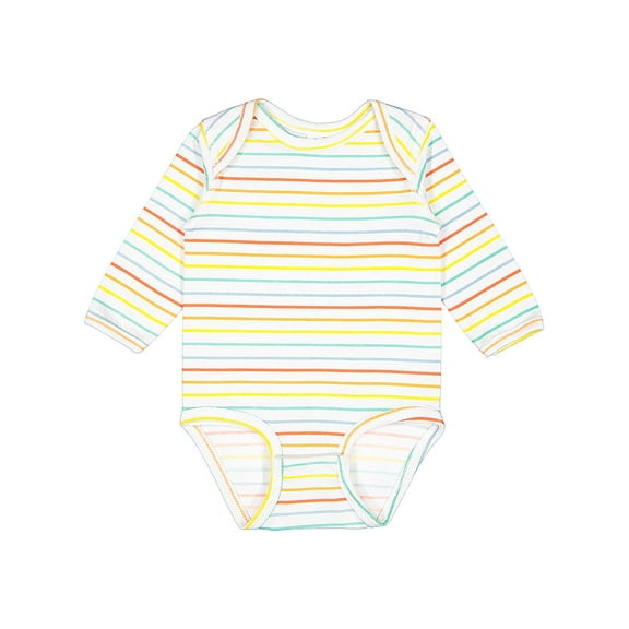 Rabbit Skins B08138994 Infant Fine Jersey Long Sleeve Bodysuit, Rainbow Stripe - 18 Months