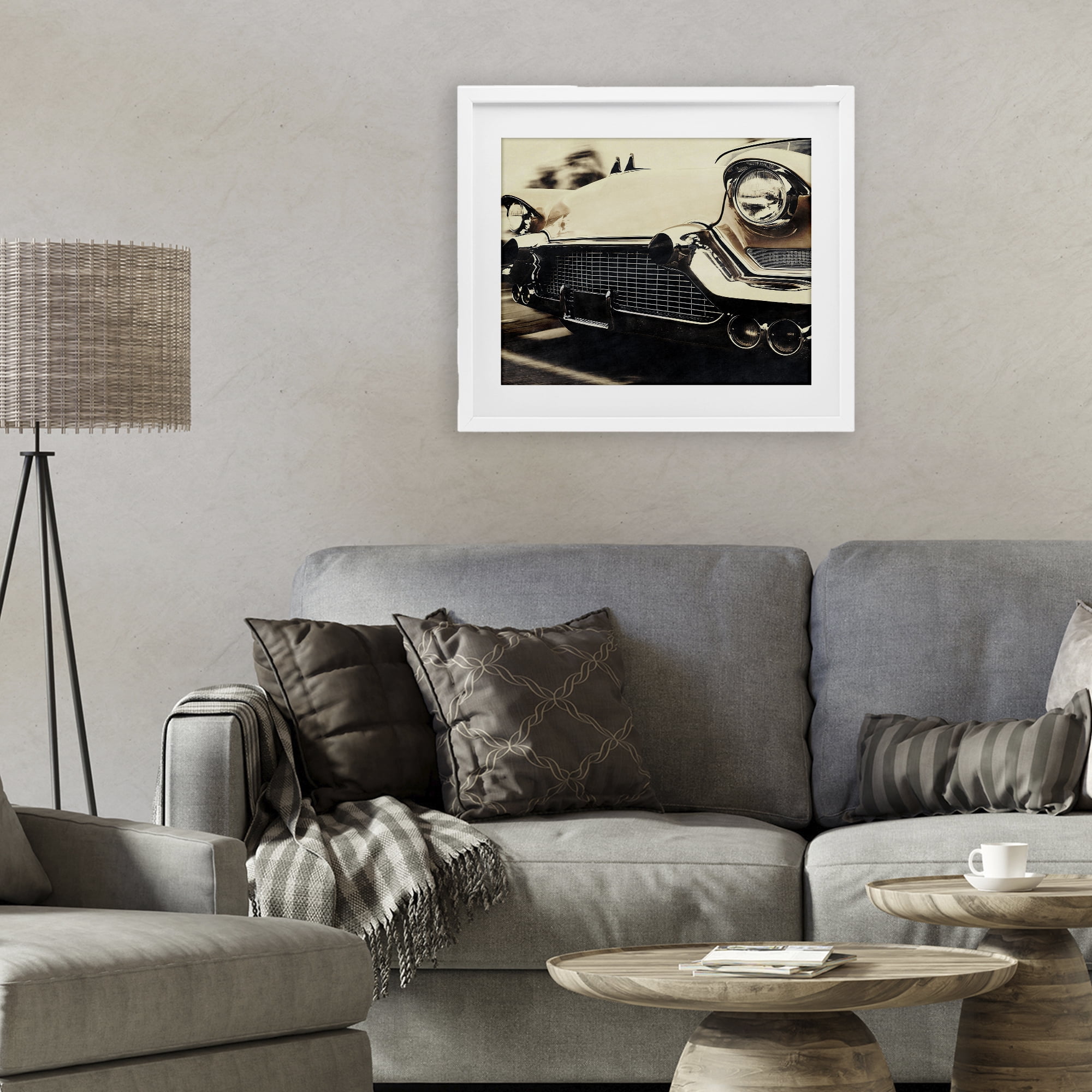 Stupell Industries Vintage Ride Headlights White Framed Print Under Glass, design by Marcus Prime