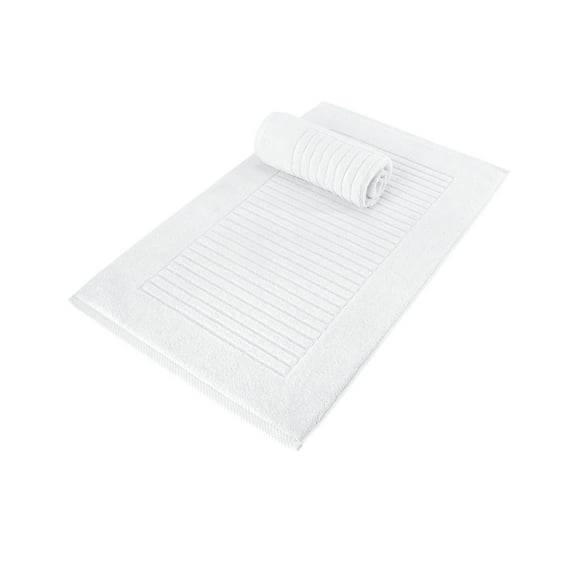 Classic Turkish Towels Luxury Ribbed Bath Mats - Soft Thick 2 Piece Towel Mat Set Made with 100% Turkish Cotton (White, 20x33 Bath Mats)