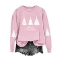 thumbnail image 4 of lcziwo Christmas Shirts for Women Long Sleeve Round Neck Sweatshirts Loose Casual Pullover Tops Teen Girls Clothes, Pink, L, 4 of 7