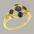 thumbnail image 2 of LBG British Made 10k Yellow Gold Natural Sapphire & Diamond Womens Statement Ring - 33 size options - Size 8.75, 2 of 7
