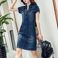thumbnail image 6 of Bigersell Womens Formal Gowns and Evening Dresses Clearance Female Button Up Short Sleeve Mini Denim Dress Style D-22 Beach Dresses Ladies 2024 Plus Size Summer Dresses , Dark Blue L, 6 of 8