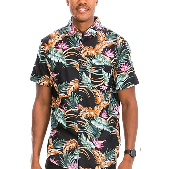 Men Hawaiian Shirt Vacation Short Sleeve Casual Button Down Shirts Summer Beach Shirt