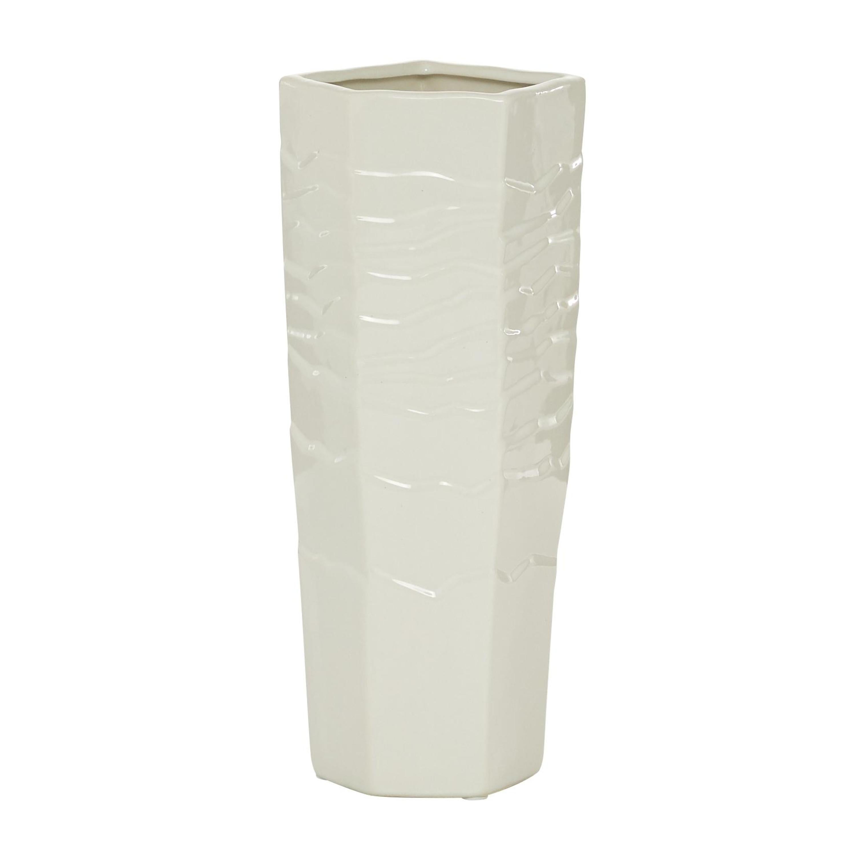 DecMode 13" Textured White Ceramic Vase