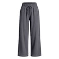 thumbnail image 5 of Likimi Pants Women High Waisted Wide Leg Elastic Waistband Solid Color Loose Fit Elegant Casual Comfort Trousers With Pockets Dark Gray Size M, 5 of 6