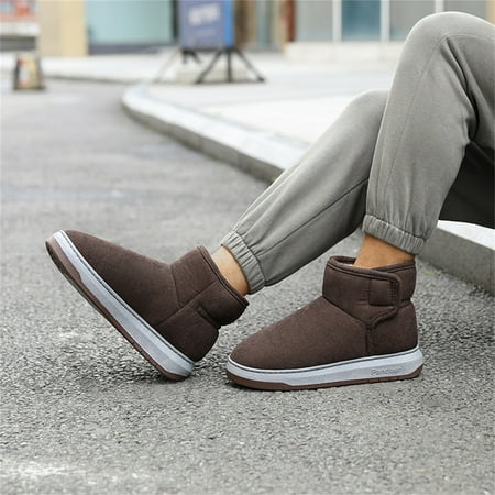 

TALKVE Mens Casual Solid Color Suede Cotton Slippers Warm Thick SToled Short Cotton Boots