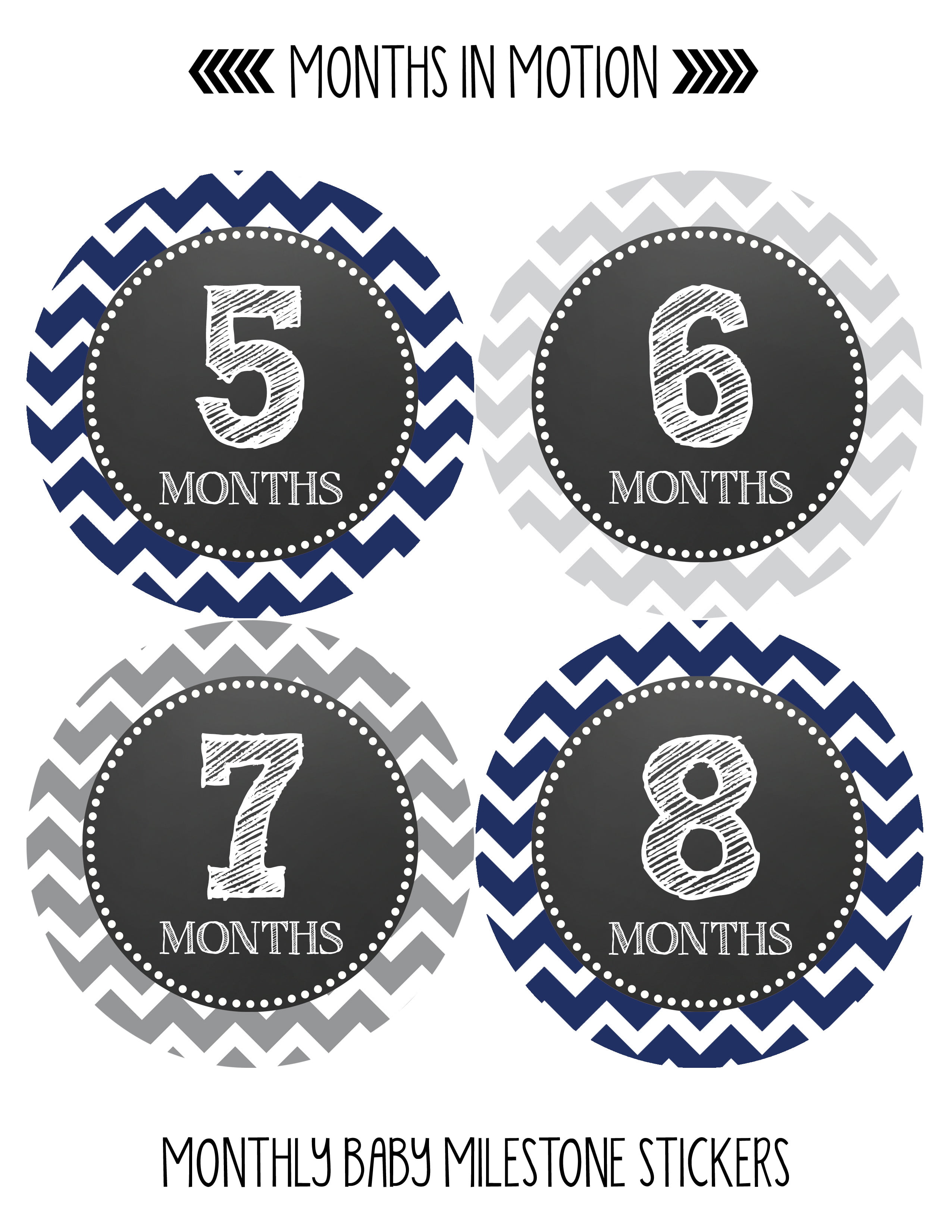 Months in Motion 318 Baby Boy Month Stickers for Newborn Primary