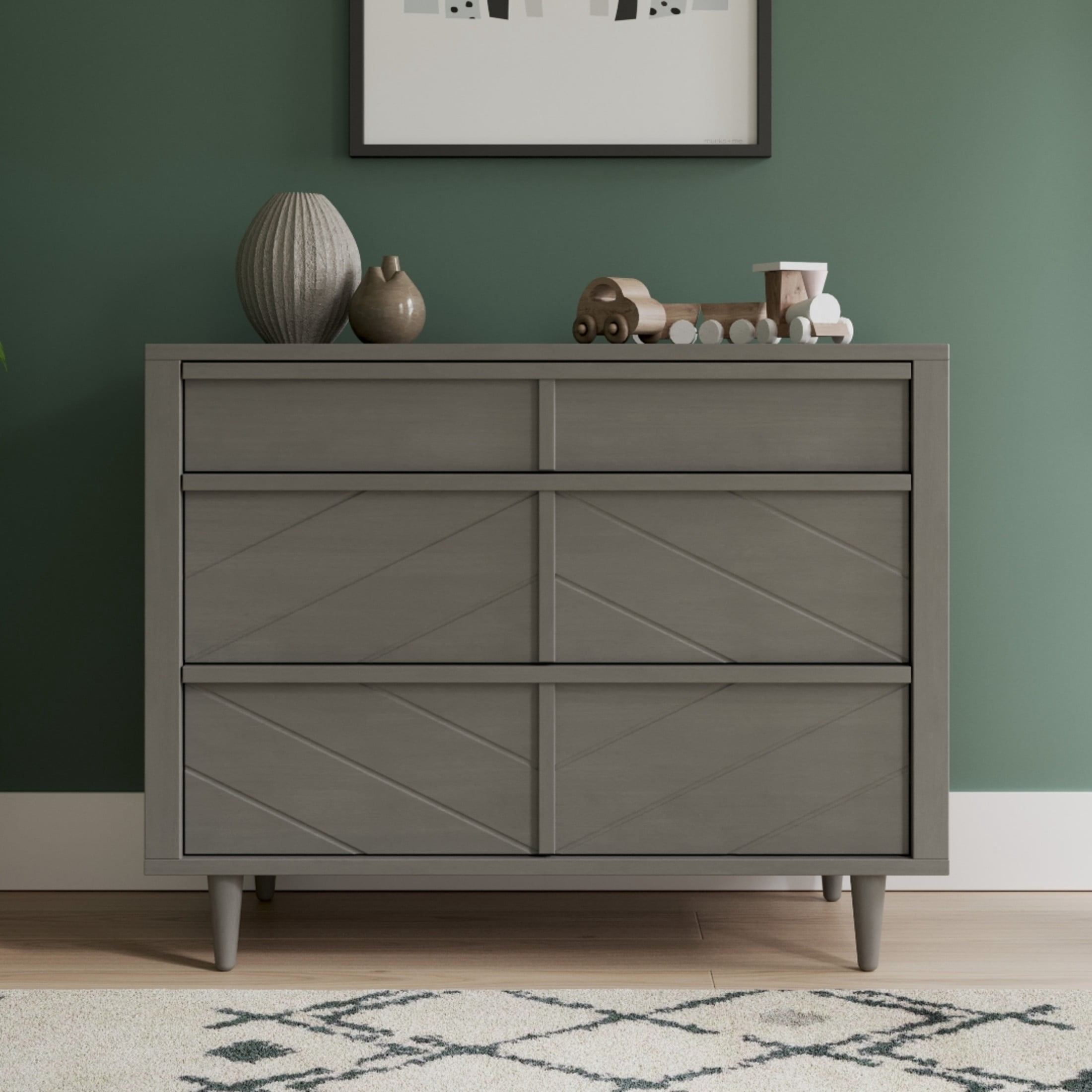 Child Craft Surrey Hill Crib and Dresser Nursery Set, 4-in-1 Convertible Crib with 3-Drawer Dresser, Lunar Gray, 2-Piece