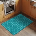 thumbnail image 3 of 2x3 Door Mat Rug, Teal Morocco Non-Skid Rubber Backing Large Rectangle Rugs - Living Room Bedroom Home Office, Geometric Leaf Diamond Lattice Abstract Indoor Floor Mat Carpets Washable Rug, 3 of 9
