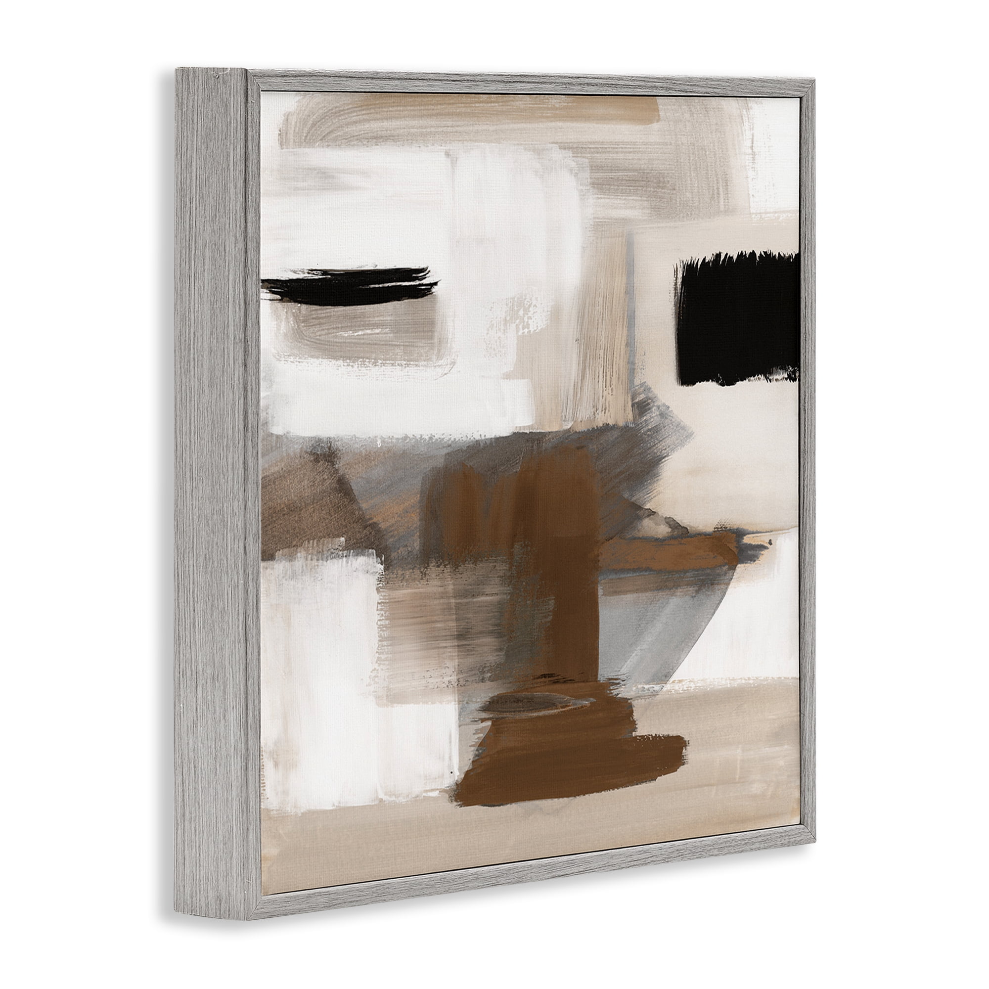 Stupell Industries Desert Impression Abstract Abstract Painting Gray Framed Art Print Wall Art, 24 x 24