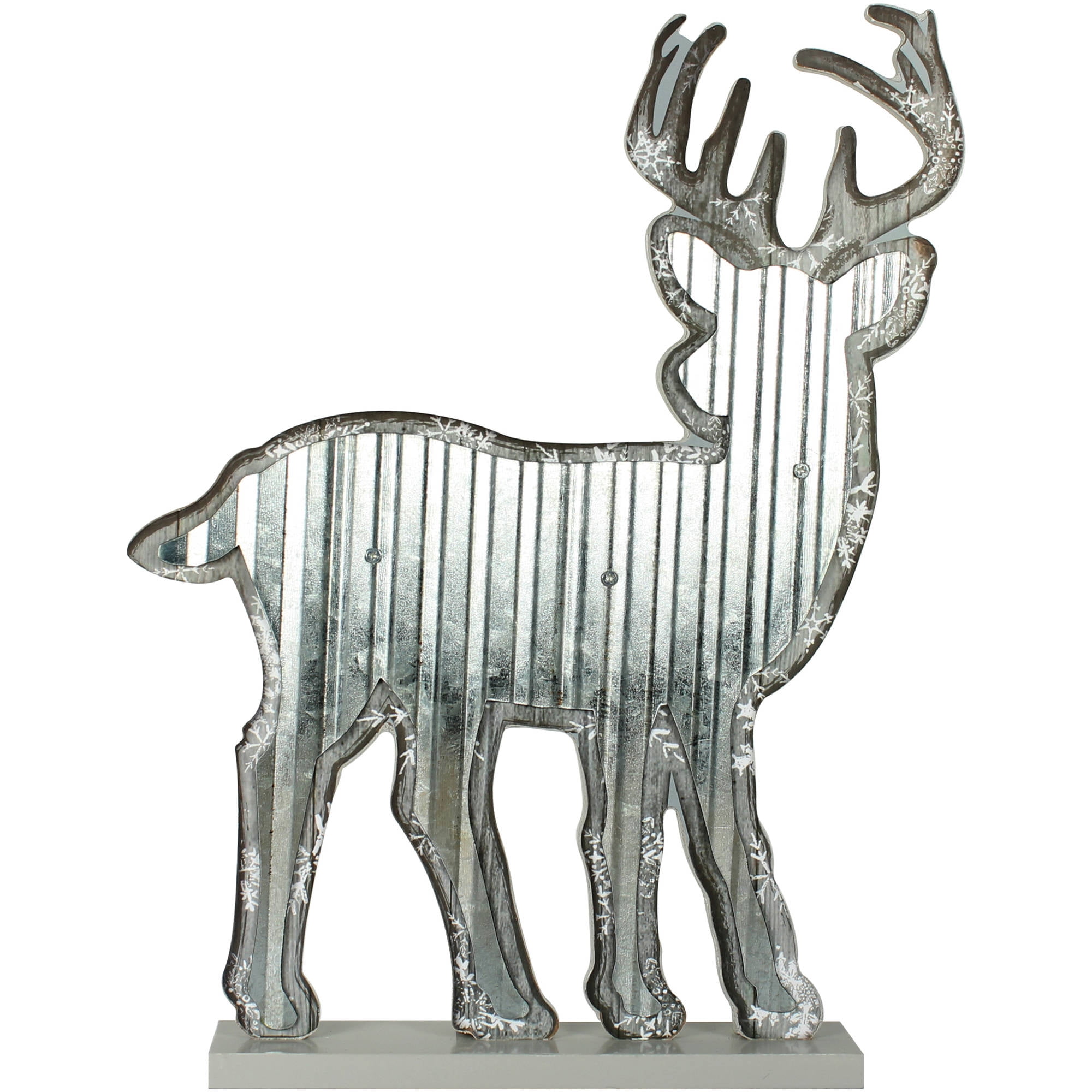 Holiday Time Christmas Decor Rustic Corrguated Metal 10" Deer  Walmart.com