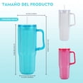 thumbnail image 3 of Vaso con agarradera Textura diamante doble pared 1000 ml con popote Transparente, 3 of 6