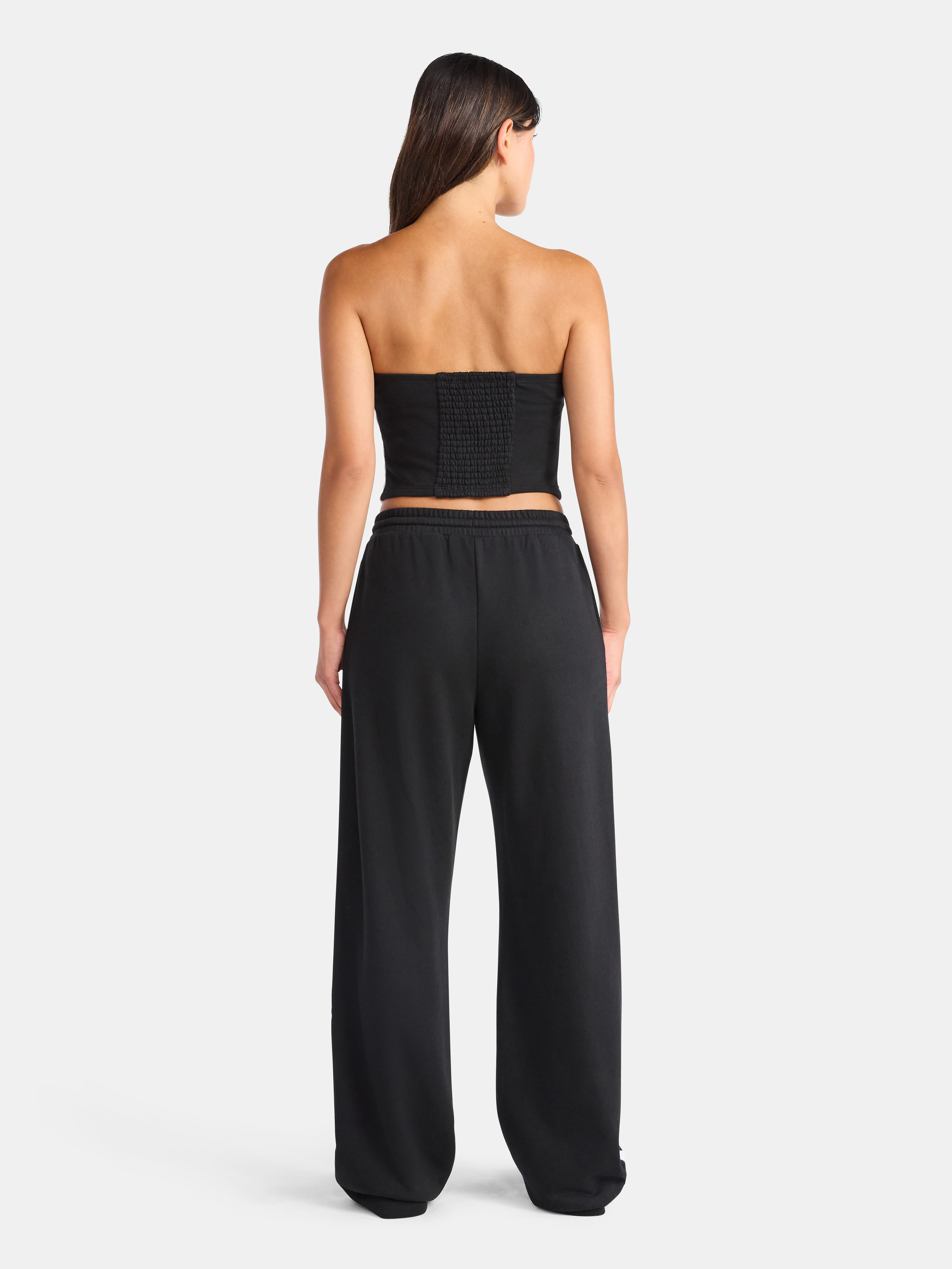 No Boundaries French Terry Tube Top and Pants Set, 2-Piece, Women's