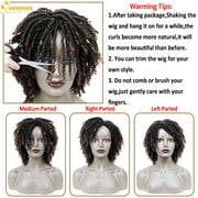 باروكة QUEENTAS Dreadlock للنساء، شعر مضفر، ضفائر صناعية قصيرة، باروكة Faux Locs Twist، باروكة شعر كروشيه مجعد