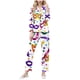 thumbnail image 2 of RKSTN Women's Carnival Pajamas Sets Oversized Lapel Mardi Gras Print Button Long Sleeve Sleepwear T Shirt and Pjs Pant 2 Piece Matching Set Casual Turndown Plus Size Pajama and Pants Loungewear Set, 2 of 9