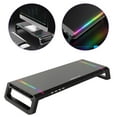 thumbnail image 4 of TISHITA Foldable Computer Monitor Stand Riser Bracket RGB 4 USB 2.0 Keyboard Tray, Elegant Design Black, 4 of 8