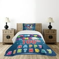 thumbnail image 4 of Ambesonne Blue Quilted Bedspread Set 2 Pcs, Balloons on Stars, Twin Size, Blue and Dark Blue, 4 of 5