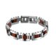 thumbnail image 1 of Pulsera de acero inoxidable con incrustaciones de madera para hombre de 21 cm, 1 of 2