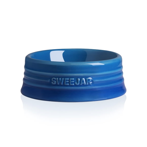 Sweejar Bol pour Chien Dégradé, Plat en Céramique pour Nourriture de Chiot et Chaton, Bol en Porcelaine pour Nourriture et Eau 8 oz (Bleu Clair Dégradé)