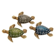 5"W, 1"H Brown Polystone Turtle Sculpture, by DecMode (3 Count)
