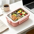thumbnail image 4 of Stainless Steel Bento Box, 3 Compartment Lunch Box, 720Ml Leak Proof Lunch Container, Portable Meal Prep Box, Reusable Snack Container, with Plastic Tableware, 4 of 6