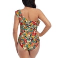 thumbnail image 5 of Gaeub Funny Owl Bird Women's One Shoulder Ruffle Tummy Control Swimwear for Swimming Surfing Beach Party - XX-Large, 5 of 8