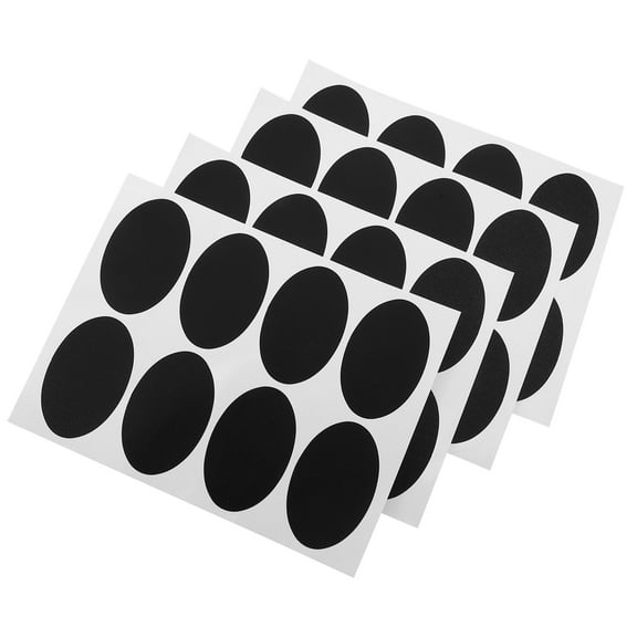 LEORX 32Pcs Waterproof Writable Stickers Name Tag Black Paper for Office and School