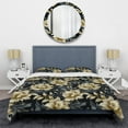 thumbnail image 3 of Designart "Noir Floral Damask Luxury" Black Damask Bedding Covert Set - Bohemian & Eclectic Bed Set With 2 Shams, 3 of 5