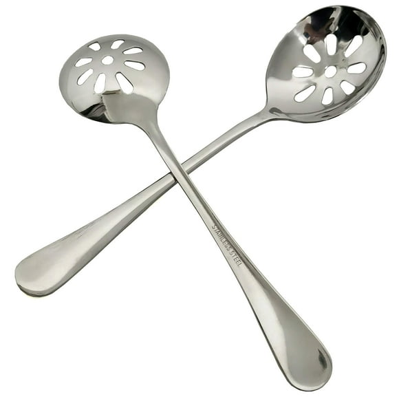 Goeielewe 2-Pack Soup Slotted Serving Spoon 7.7-Inch Stainless Steel Colander Spoon For Buffet Dinner Restaurants Kichen (Slotted Spoon)